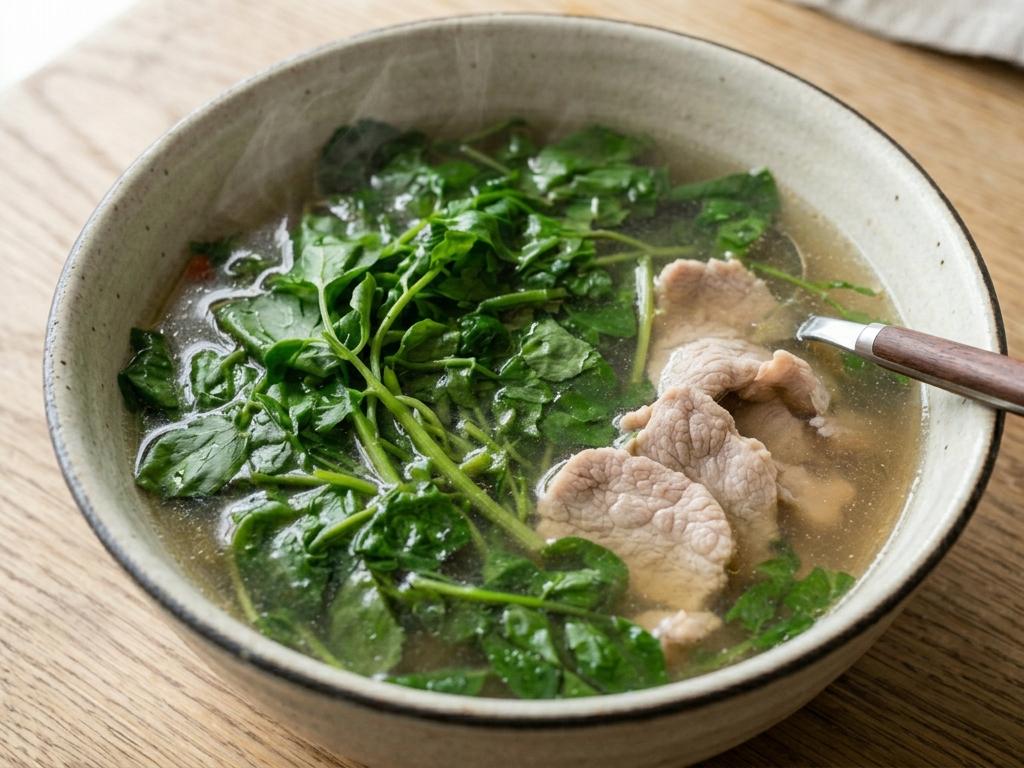 Watercress and lean pork soup / 滾西洋菜瘦肉湯